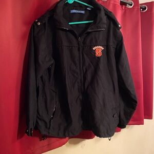 J. America Black Windbreaker with Orange Syracuse Logo